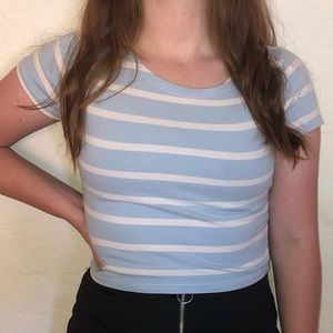 Blue/white crop top